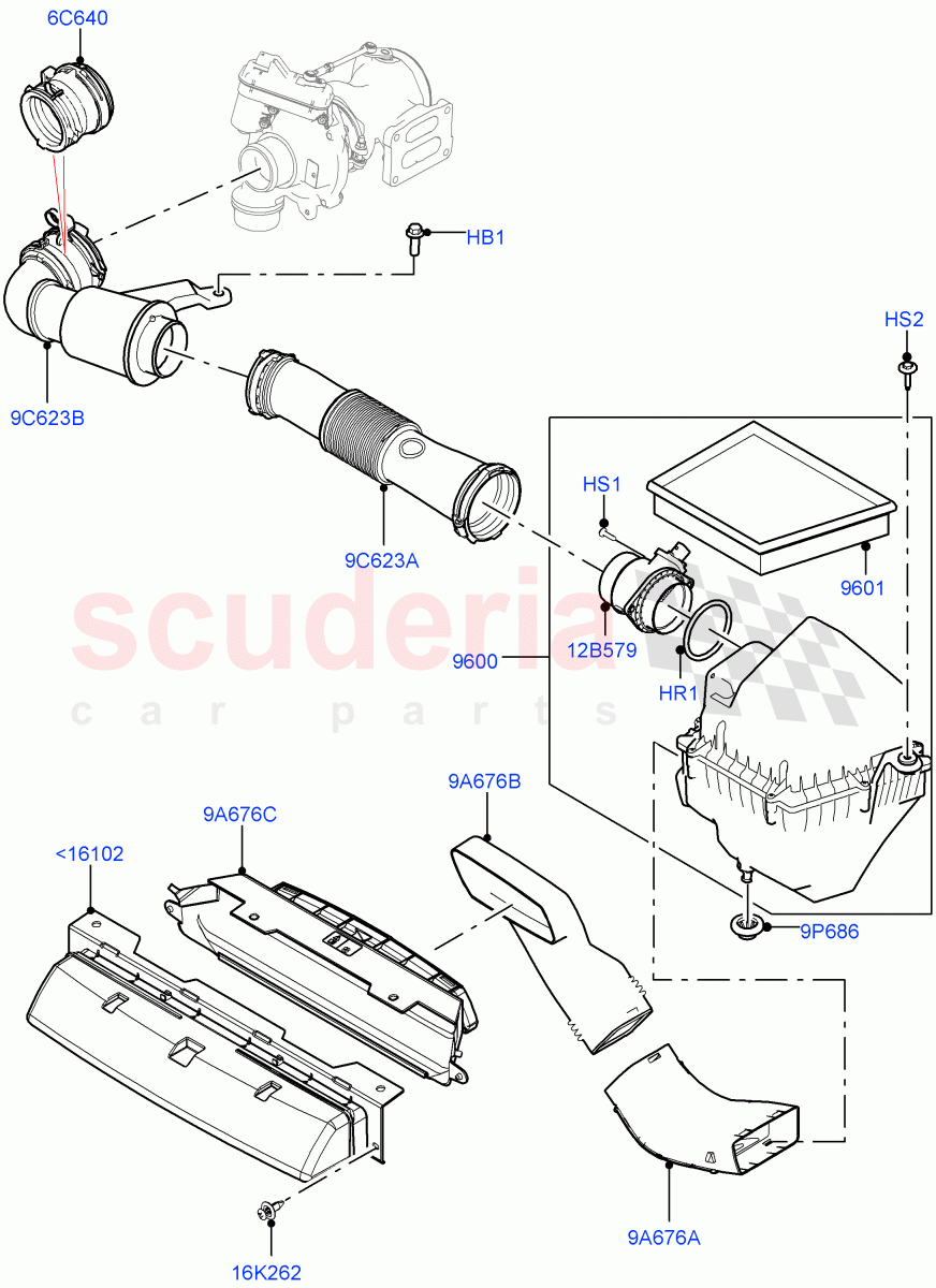 Air Cleaner(2.0L I4 DSL MID DOHC AJ200,2.0L I4 DSL HIGH DOHC AJ200) of Land Rover Land Rover Range Rover Velar (2017+) [2.0 Turbo Diesel]