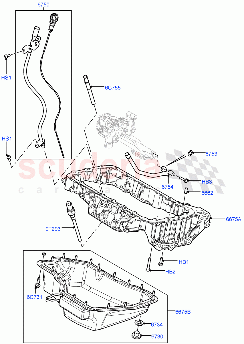 Oil Pan/Oil Level Indicator(2.2L CR DI 16V Diesel,2.2L DOHC EFI TC DW12) of Land Rover Land Rover Discovery Sport (2015+) [2.2 Single Turbo Diesel]
