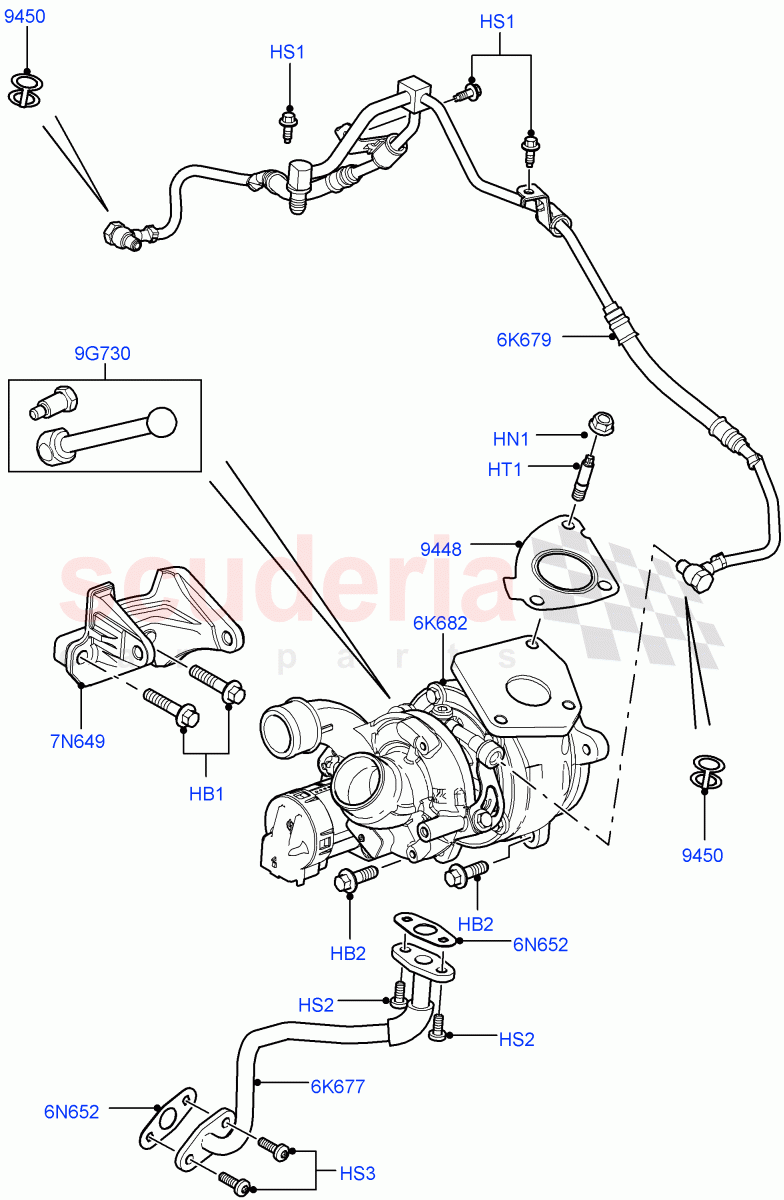 Turbocharger(LH)(3.6L V8 32V DOHC EFi Diesel Lion)((V)FROMAA000001) of Land Rover Land Rover Range Rover Sport (2010-2013) [3.6 V8 32V DOHC EFI Diesel]