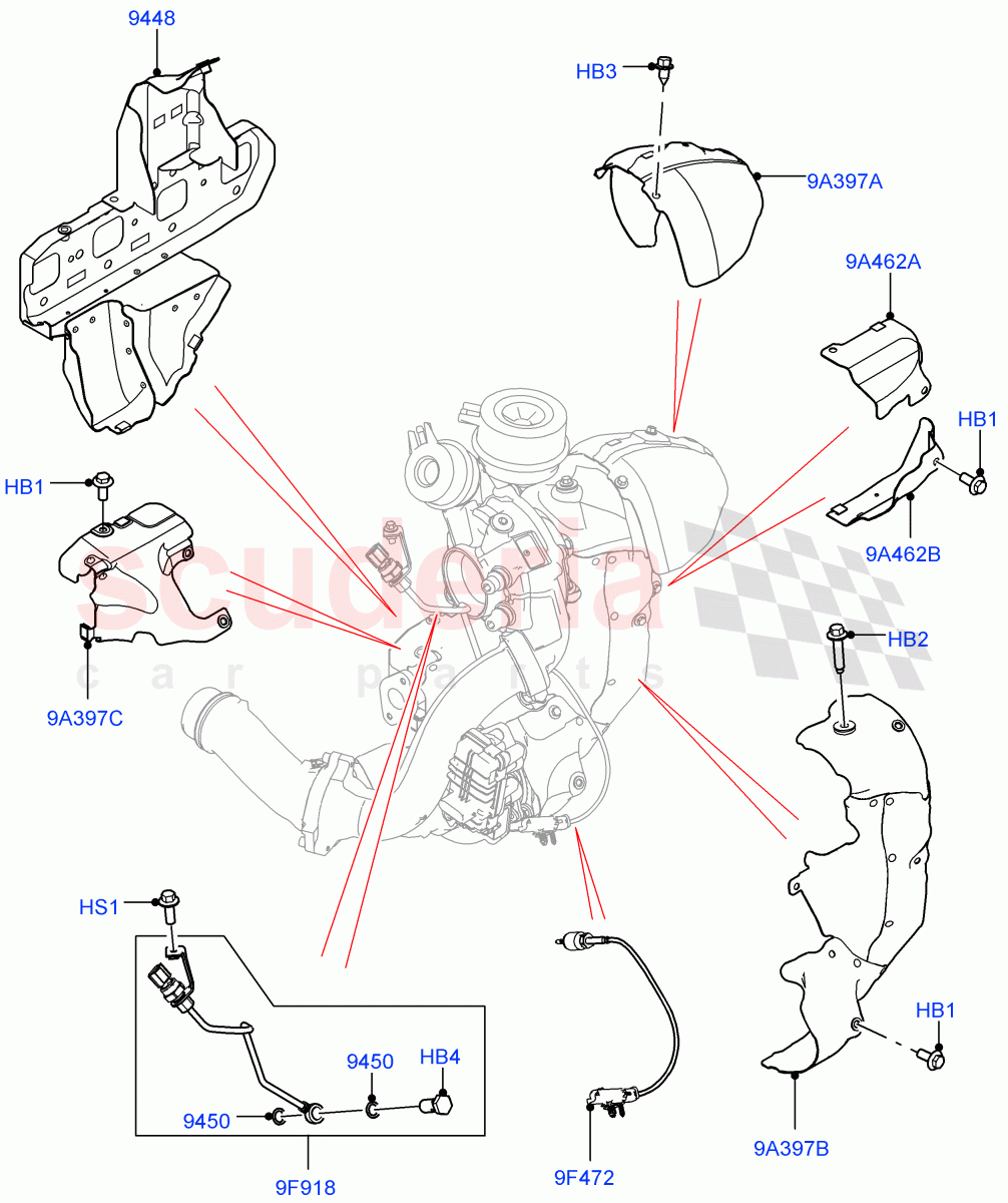 Turbocharger (Turbocharger Related Parts) (2.0L AJ20D4 Diesel High PTA, Halewood (UK)) of Land Rover Land Rover Range Rover Evoque (2019+) [2.0 Turbo Diesel]