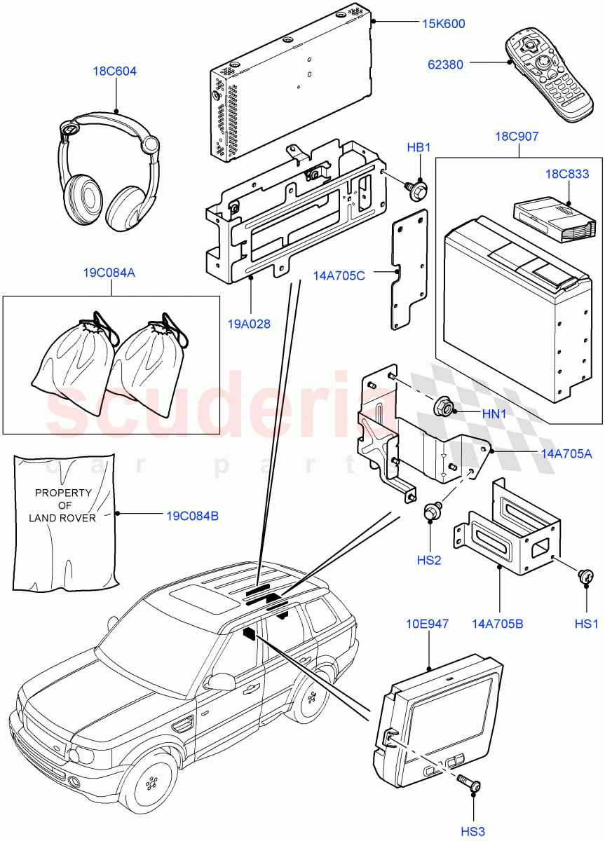 Family Entertainment System(Rear)((V)TO9A999999) of Land Rover Land Rover Range Rover Sport (2005-2009) [4.2 Petrol V8 Supercharged]