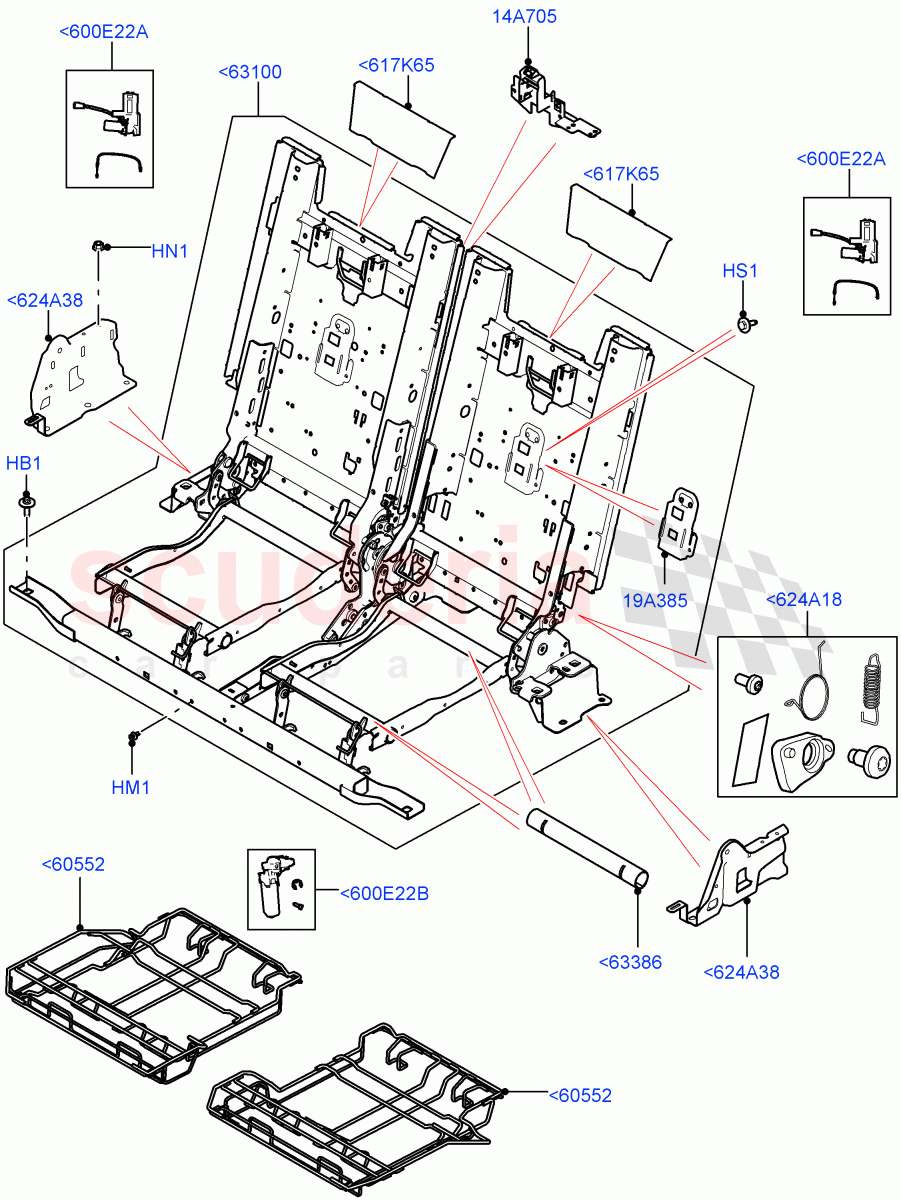 Rear Seat Base(Solihull Plant Build, Row 3)(Version - Core,With 7 Seat Configuration)((V)FROMHA000001) of Land Rover Land Rover Discovery 5 (2017+) [3.0 I6 Turbo Petrol AJ20P6]