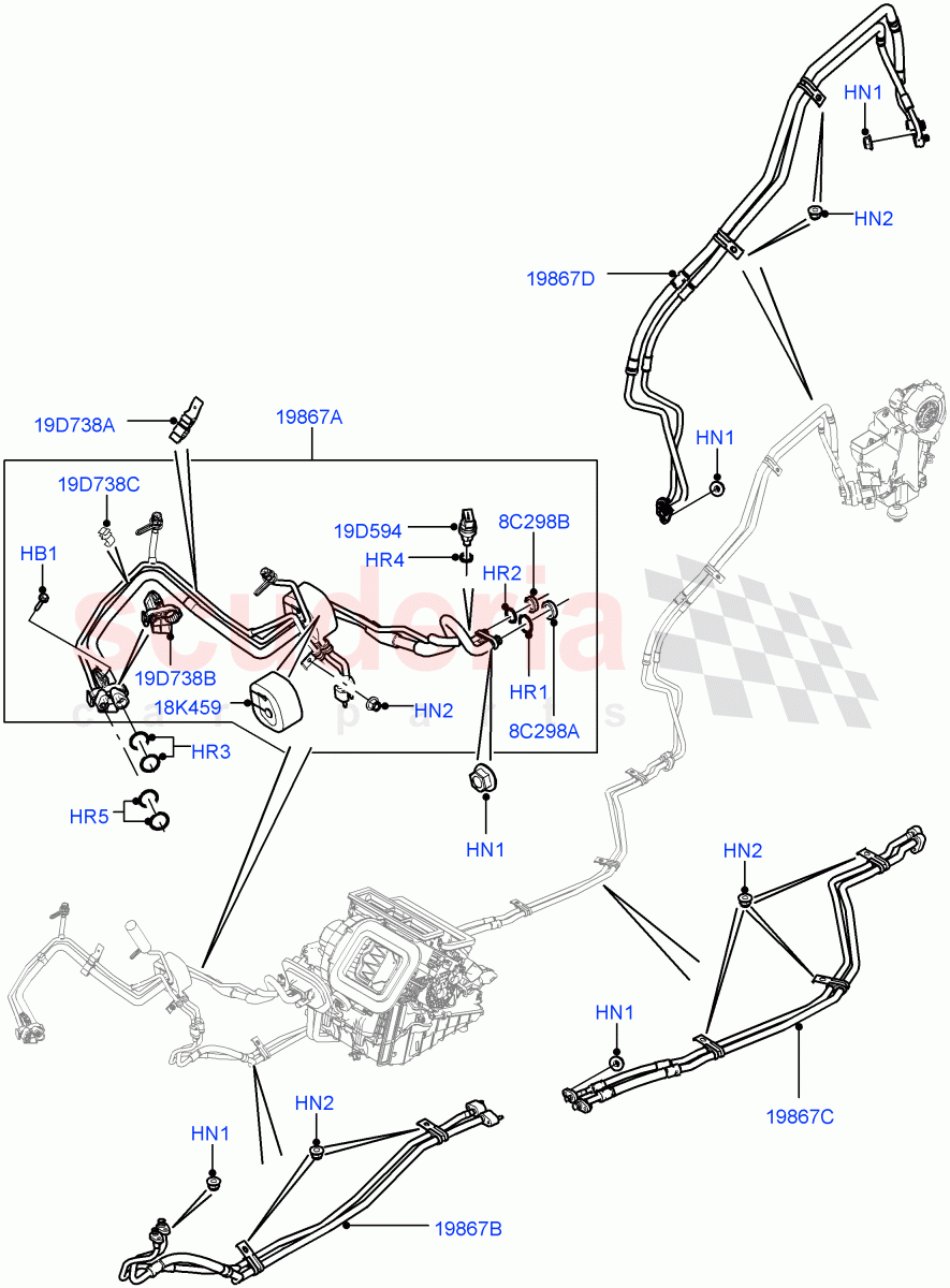 Air Conditioning System(Itatiaia (Brazil),Climate Control - Chiller Unit,Air Conditioning Refrigerant-R134A)((V)FROMGT000001) of Land Rover Land Rover Discovery Sport (2015+) [1.5 I3 Turbo Petrol AJ20P3]