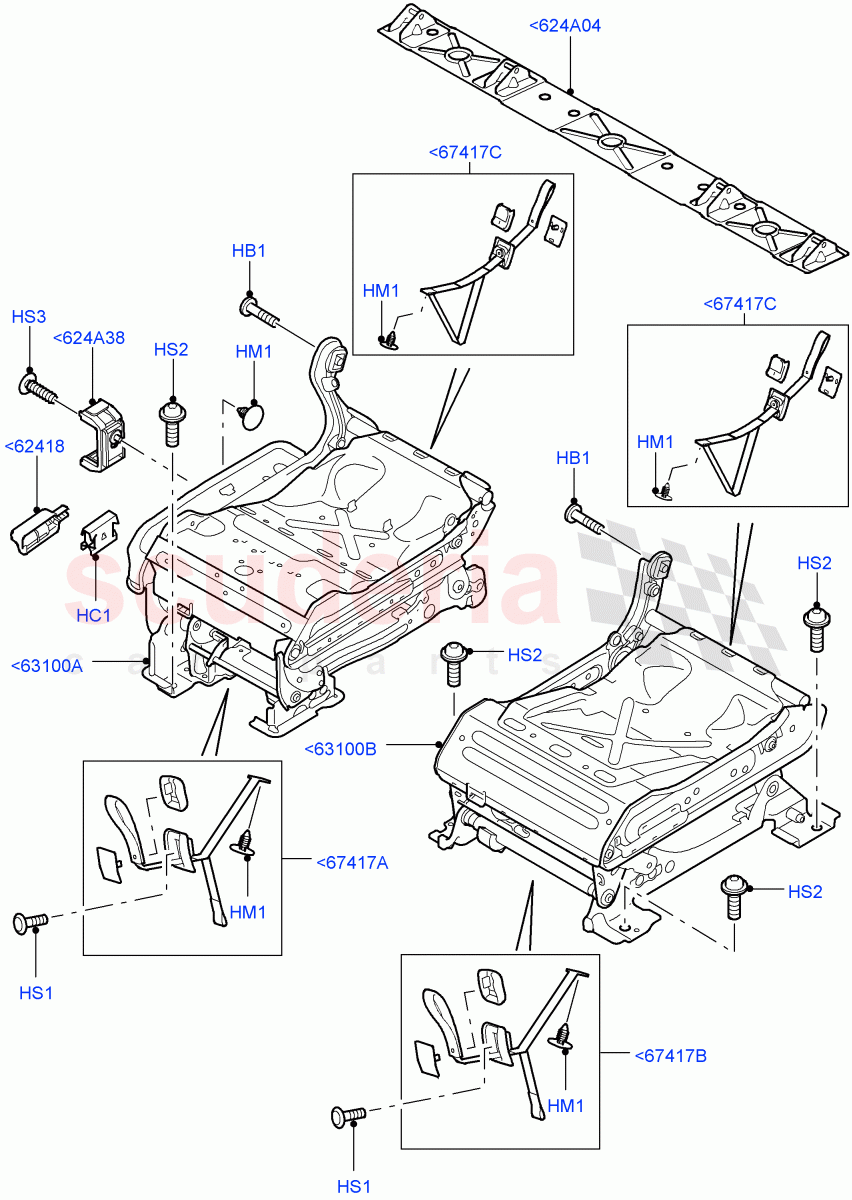 Rear Seat Frame(For Seat Cushion)(With 35/30/35 Split Fold Rear Seat)((V)FROMAA000001) of Land Rover Land Rover Discovery 4 (2010-2016) [3.0 DOHC GDI SC V6 Petrol]