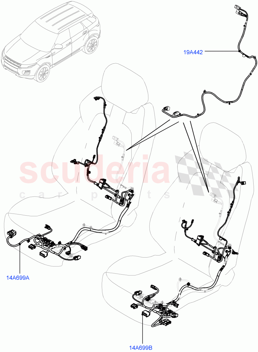 Wiring - Seats(5 Door,Itatiaia (Brazil))((V)FROMGT000001) of Land Rover Land Rover Range Rover Evoque (2012-2018) [2.0 Turbo Diesel]