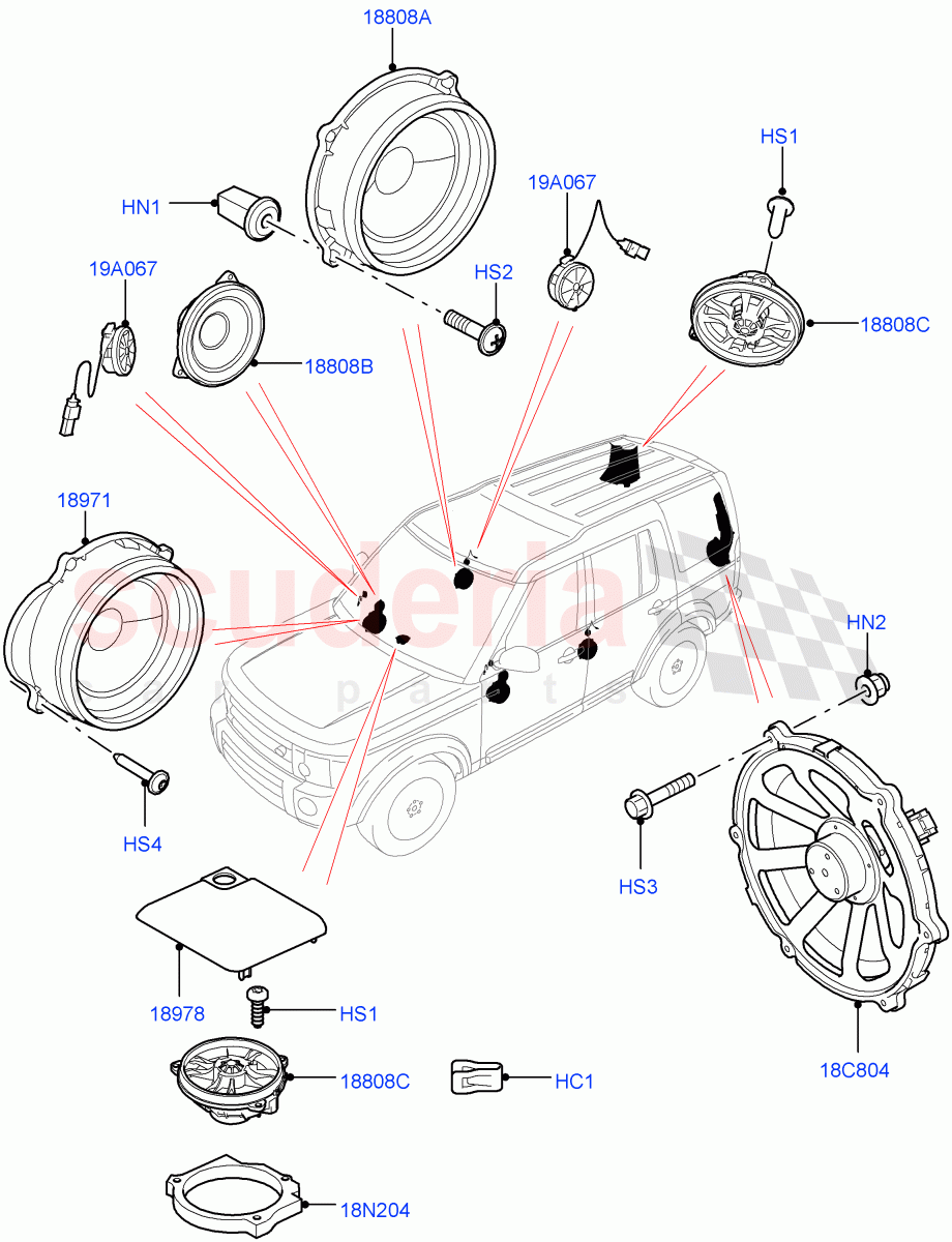 Speakers (Premium Audio 1280 W) ((V) FROMCA000001) of Land Rover Land Rover Discovery 4 (2010-2016) [2.7 Diesel V6]