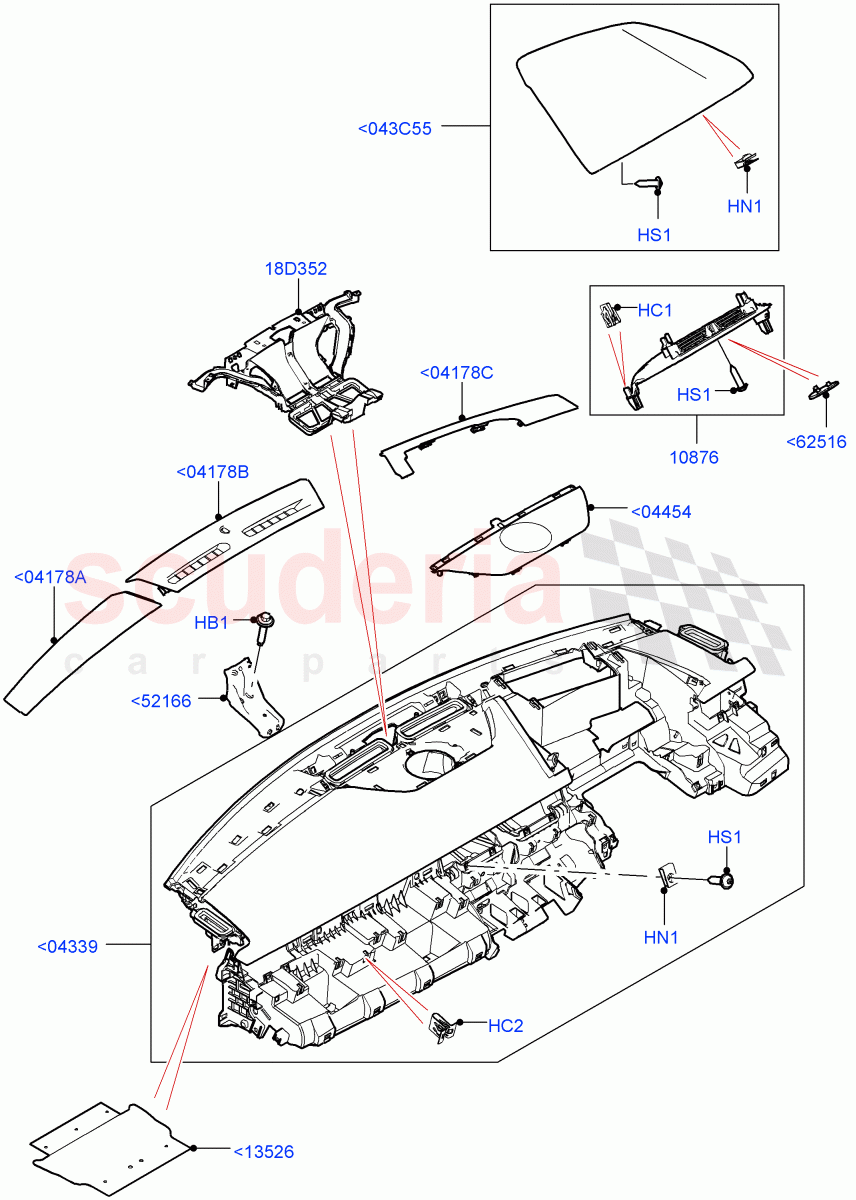 Instrument Panel(External Components, Upper)(Less Head Up Display) of Land Rover Land Rover Range Rover Velar (2017+) [2.0 Turbo Diesel AJ21D4]