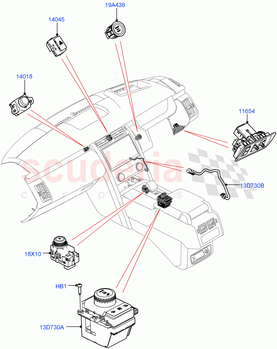 Switches(Console, Nitra Plant Build)((V)FROMM2000001) of Land Rover Land Rover Discovery 5 (2017+) [3.0 Diesel 24V DOHC TC]