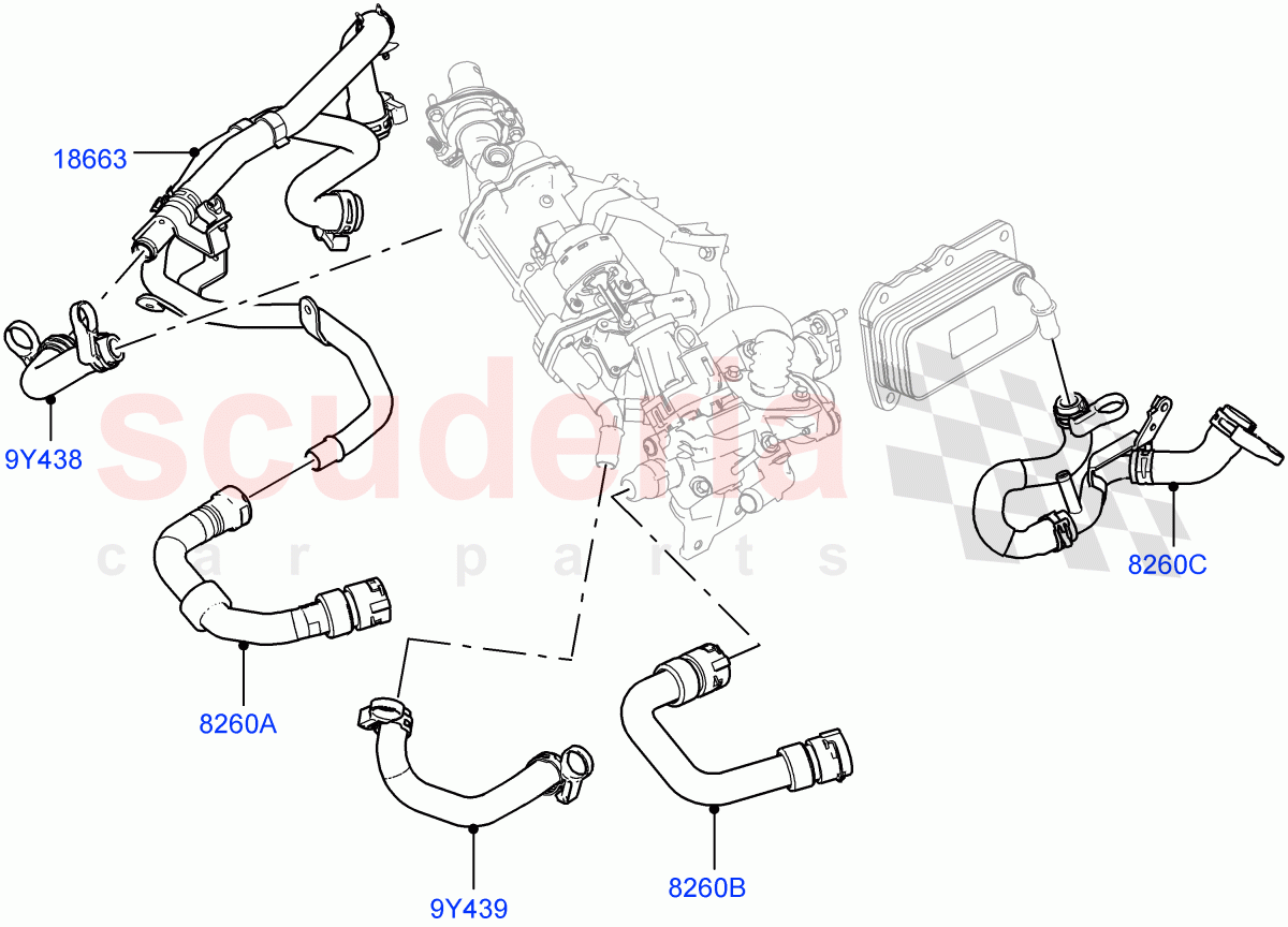 EGR Cooling System(2.0L I4 DSL MID DOHC AJ200,Euro Stage 4 Emissions)((V)FROMHH000001) of Land Rover Land Rover Discovery Sport (2015+) [2.0 Turbo Diesel]