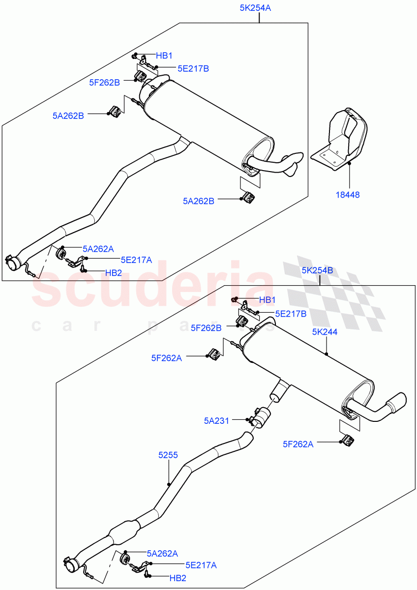 Exhaust System (3 Door, 2.0L 16V TIVCT T/C Gen2 Petrol, 5 Door, 2.0L 16V TIVCT T/C 240PS Petrol) ((V) FROMEH000001) of Land Rover Land Rover Range Rover Evoque (2012-2018) [2.0 Turbo Petrol GTDI]