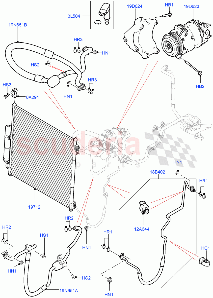 Air Conditioning Condensr/Compressr (Front) (2.0L 16V TIVCT T/C 240PS Petrol) ((V) FROMFA000001) of Land Rover Land Rover Range Rover (2012-2021) [5.0 OHC SGDI NA V8 Petrol]