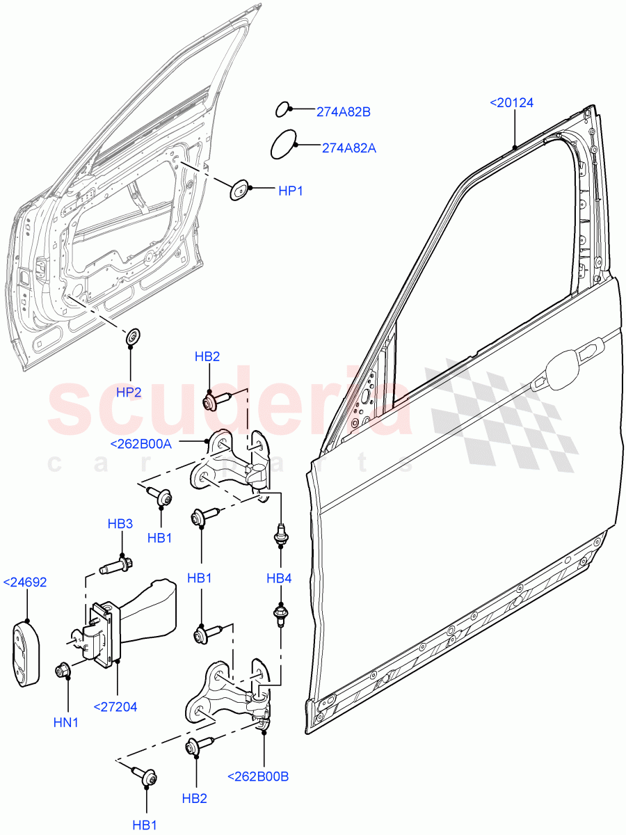 Front Doors, Hinges & Weatherstrips(Solihull Plant Build, Door And Fixings)((V)FROMHA000001) of Land Rover Land Rover Discovery 5 (2017+) [2.0 Turbo Diesel]