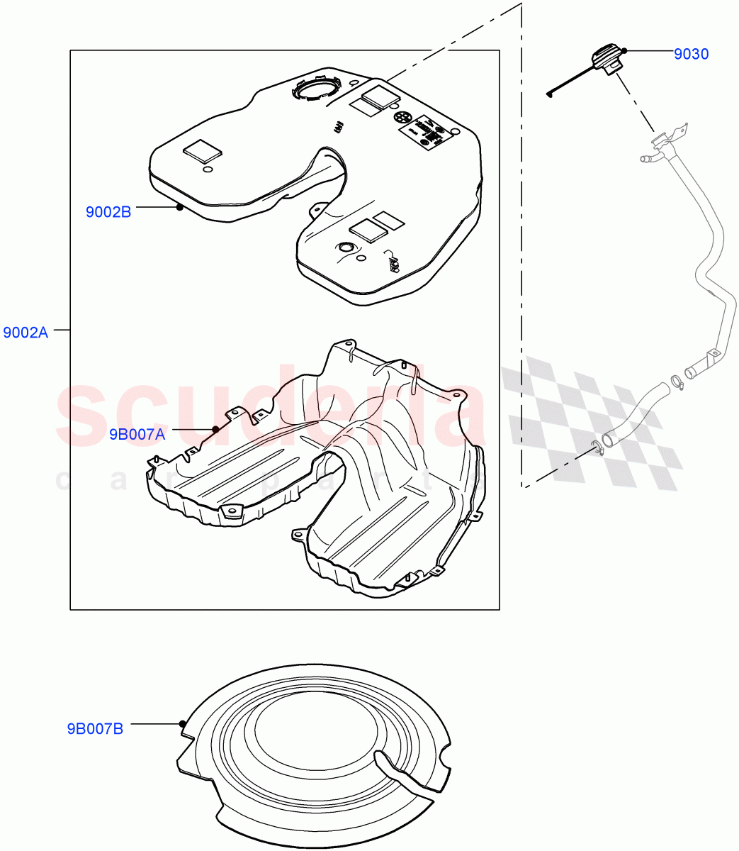 Fuel Tank & Related Parts(5.0L P AJ133 DOHC CDA S/C Enhanced,Armoured,5.0 Petrol AJ133 DOHC CDA)((V)FROMJA000001) of Land Rover Land Rover Range Rover (2012-2021) [5.0 OHC SGDI SC V8 Petrol]