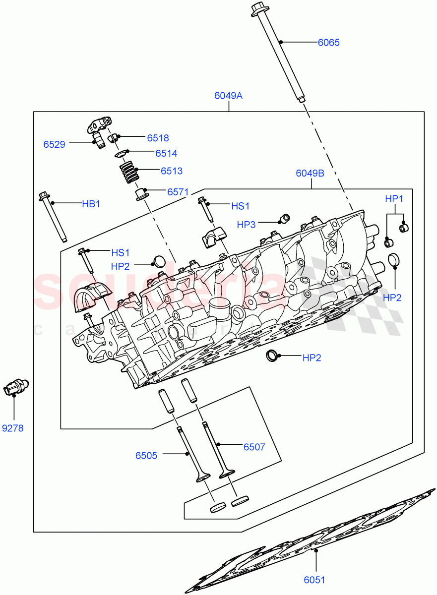 Cylinder Head(RH)(3.6L V8 32V DOHC EFi Diesel Lion)((V)FROMAA000001) of Land Rover Land Rover Range Rover Sport (2010-2013) [3.6 V8 32V DOHC EFI Diesel]