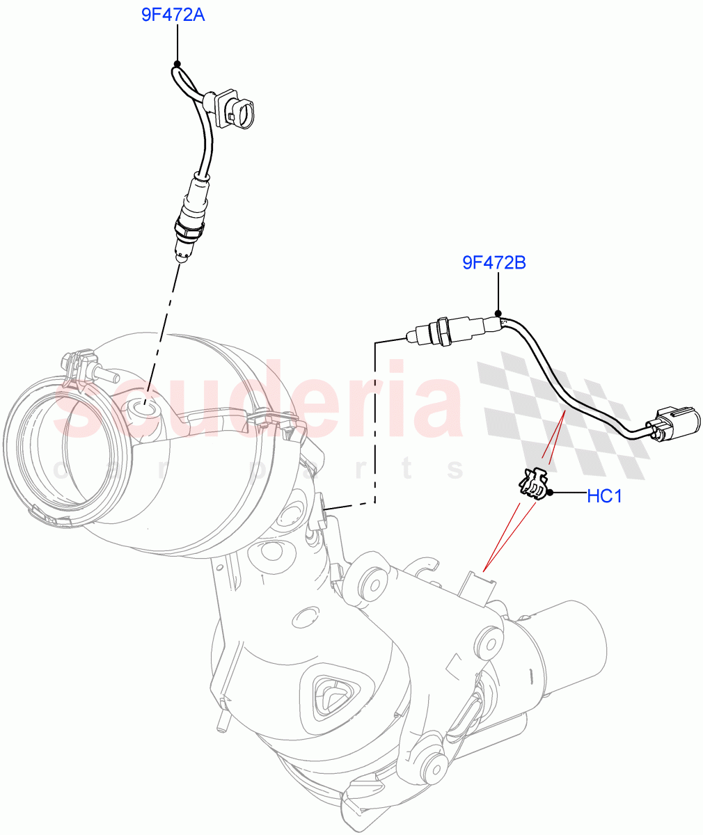 Exhaust Sensors And Modules(Solihull Plant Build)(2.0L AJ200P Hi PHEV,EU6 Emissions,2.0L I4 High DOHC AJ200 Petrol,Proconve L6 Emissions,EU2,Stage V European Emissions)((V)FROMJA000001) of Land Rover Land Rover Range Rover (2012-2021) [2.0 Turbo Petrol AJ200P]