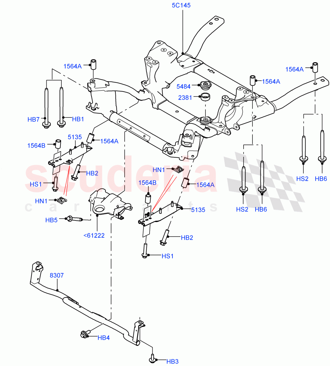 Front Cross Member & Stabilizer Bar (Crossmember) ((V) TOHA999999) of Land Rover Land Rover Range Rover (2012-2021) [3.0 I6 Turbo Petrol AJ20P6]