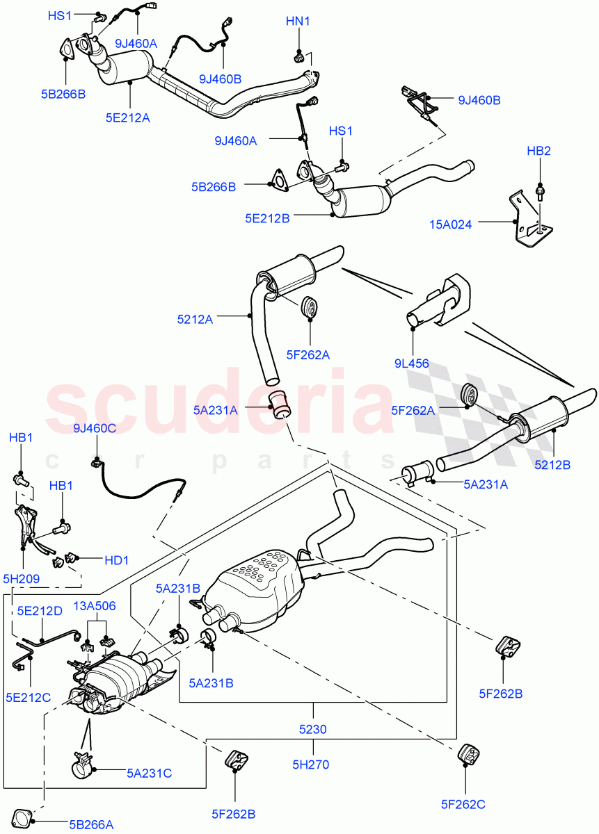 Exhaust System (3.6L V8 32V DOHC EFi Diesel Lion, Stage IV + DPF Emissions) ((V) FROMAA000001) of Land Rover Land Rover Range Rover Sport (2010-2013) [3.6 V8 32V DOHC EFI Diesel]