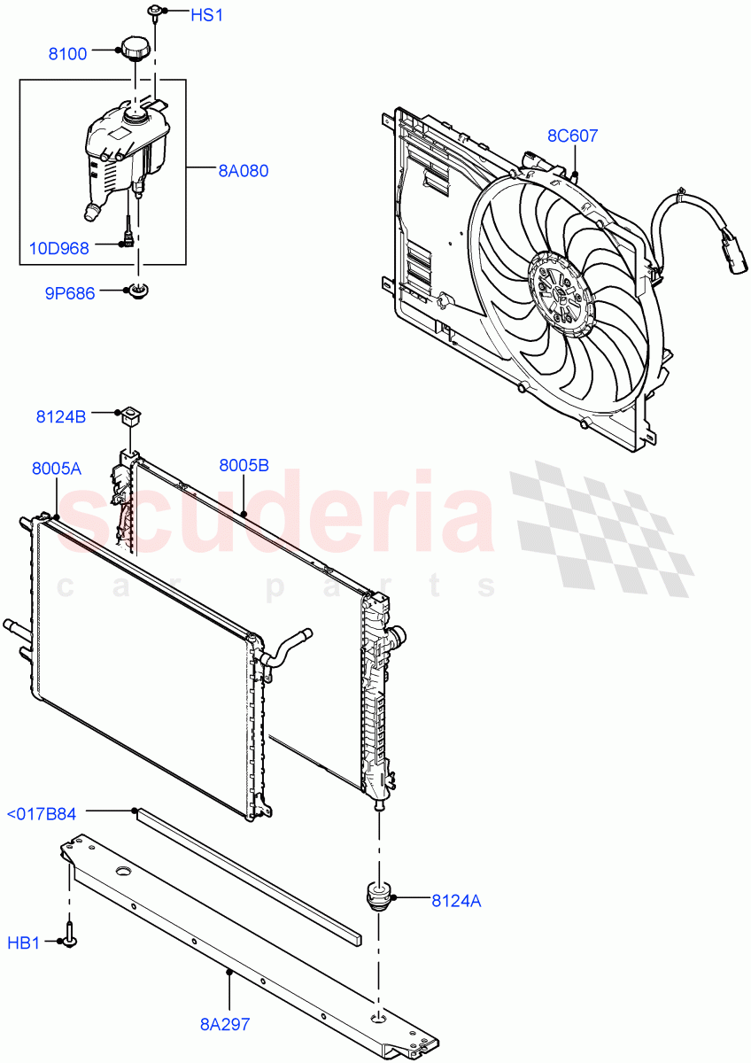 Radiator/Coolant Overflow Container(9 Speed Auto Trans 9HP50,Itatiaia (Brazil)) of Land Rover Land Rover Range Rover Evoque (2019+) [2.0 Turbo Petrol AJ200P]