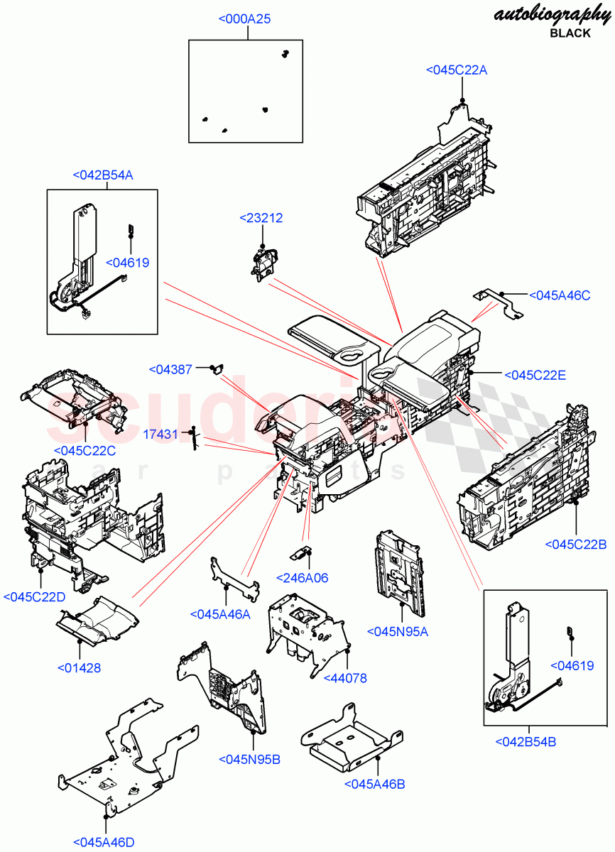 Console - Floor(Internal Components, Rear, Autobiography Black / SV Autobiography)(With 2 Rear Small Individual Seats)((V)FROMJA000001) of Land Rover Land Rover Range Rover (2012-2021) [2.0 Turbo Petrol AJ200P]