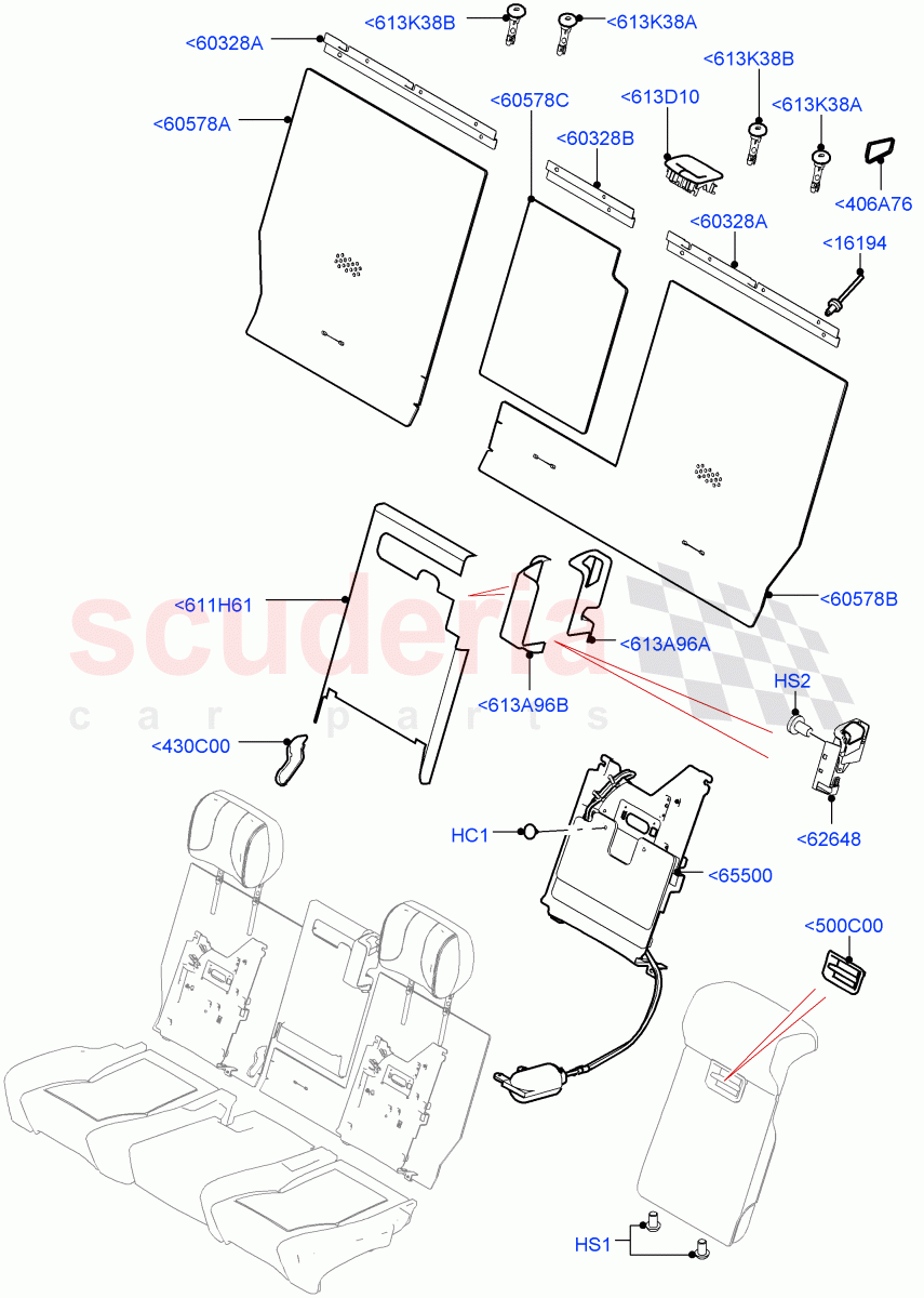 Rear Seat Back(With 60/40 Manual Fold Thru Rr Seat,With 60/40 Power Fold Thru Rr Seat) of Land Rover Land Rover Range Rover (2012-2021) [3.0 I6 Turbo Petrol AJ20P6]