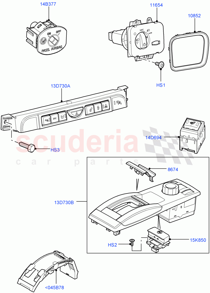 Switches(Facia And Console)((V)TO9A999999) of Land Rover Land Rover Range Rover Sport (2005-2009) [4.2 Petrol V8 Supercharged]