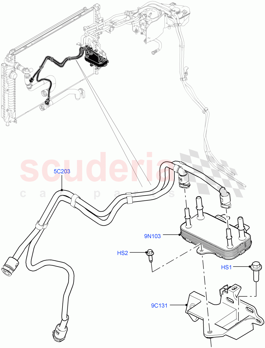 Fuel Cooler Assembly(2.0L AJ20D4 Diesel LF PTA,Halewood (UK),Extra High Engine Cooling,Fuel Tank-Diesel,2.0L AJ20D4 Diesel Mid PTA) of Land Rover Land Rover Range Rover Evoque (2019+) [2.0 Turbo Diesel]