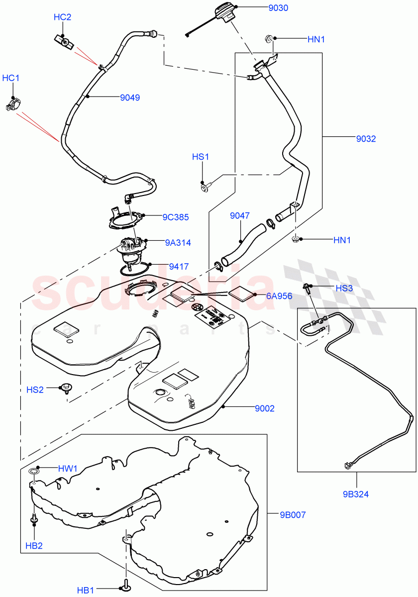 Fuel Tank & Related Parts(2.0L 16V TIVCT T/C 240PS Petrol) of Land Rover Land Rover Range Rover Sport (2014+) [2.0 Turbo Petrol GTDI]