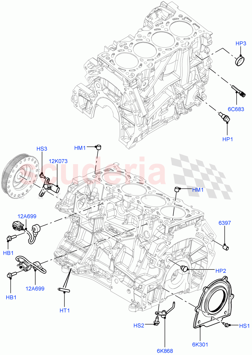 Cylinder Block And Plugs (2.0L 16V TIVCT T/C Gen2 Petrol, Halewood (UK), 2.0L 16V TIVCT T/C 240PS Petrol) of Land Rover Land Rover Discovery Sport (2015+) [2.0 Turbo Petrol GTDI]