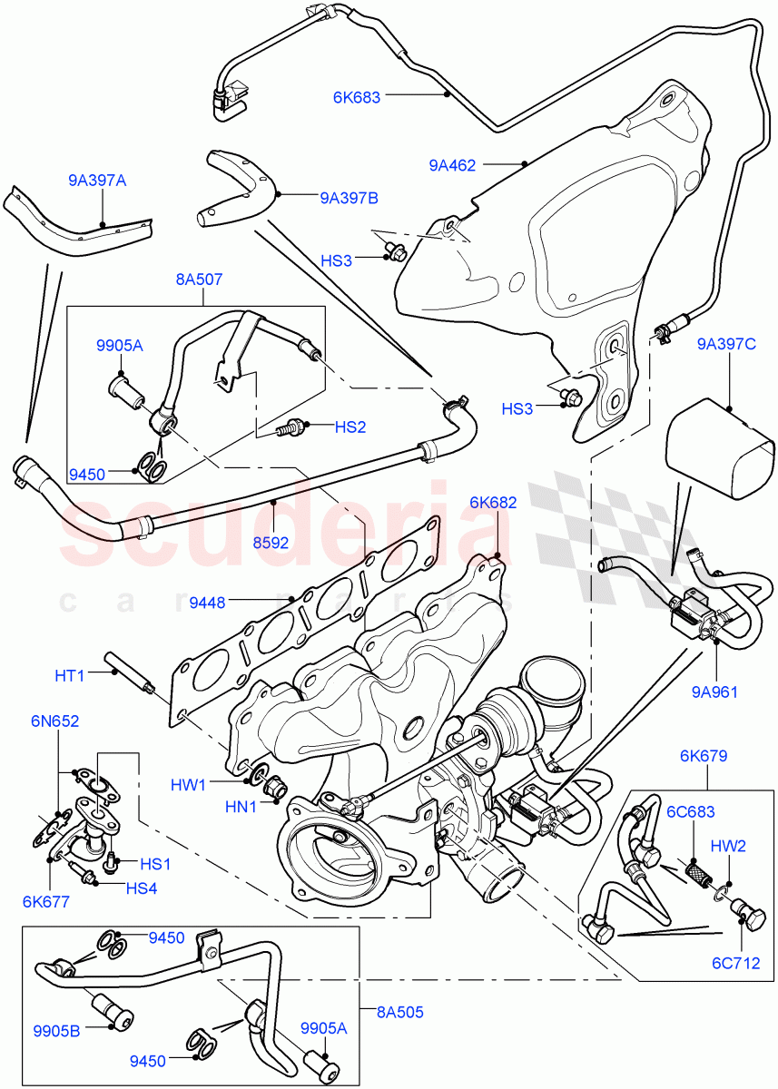 Turbocharger(2.0L 16V TIVCT T/C 240PS Petrol,Changsu (China))((V)FROMEG000001) of Land Rover Land Rover Range Rover Evoque (2012-2018) [2.0 Turbo Petrol GTDI]