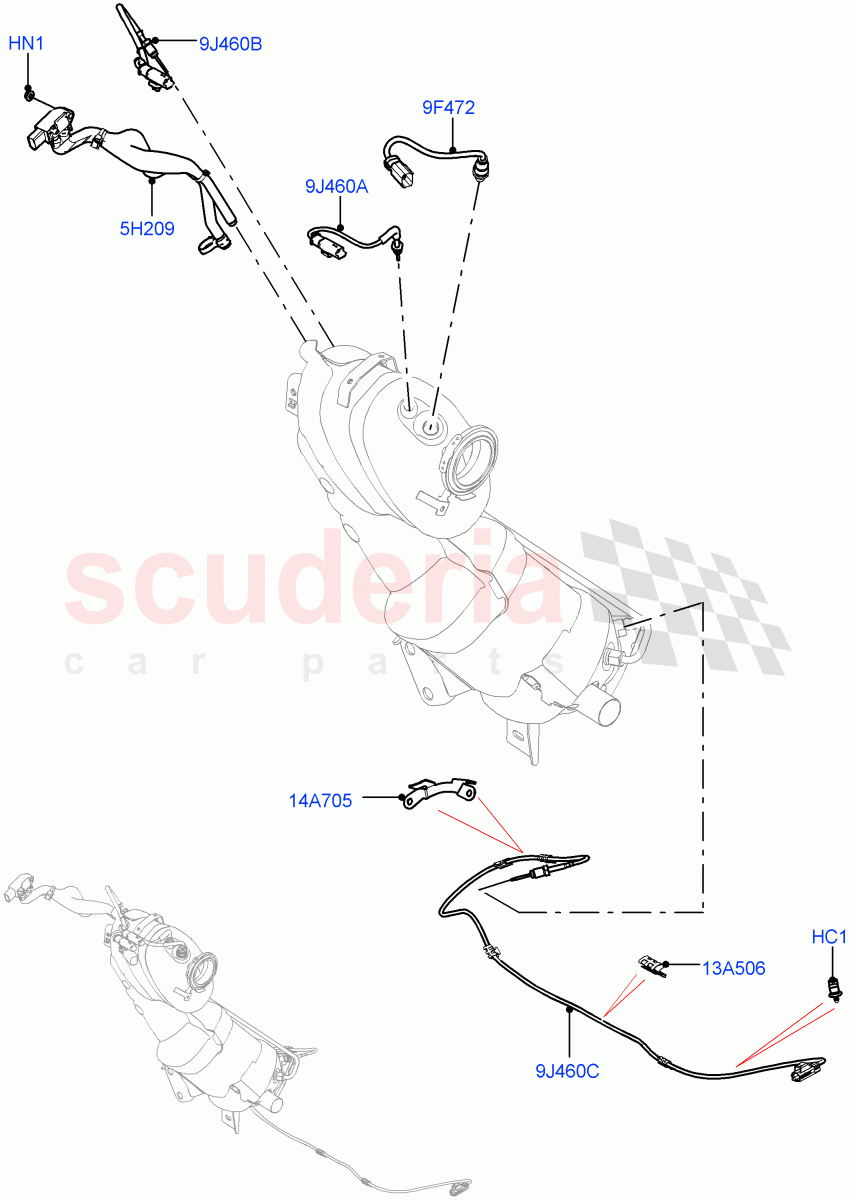 Exhaust Sensors And Modules(2.0L AJ21D4 Diesel Mid,Proconve L6 Emissions,Itatiaia (Brazil),Stage V Plus DPF) of Land Rover Land Rover Range Rover Evoque (2019+) [2.0 Turbo Diesel AJ21D4]