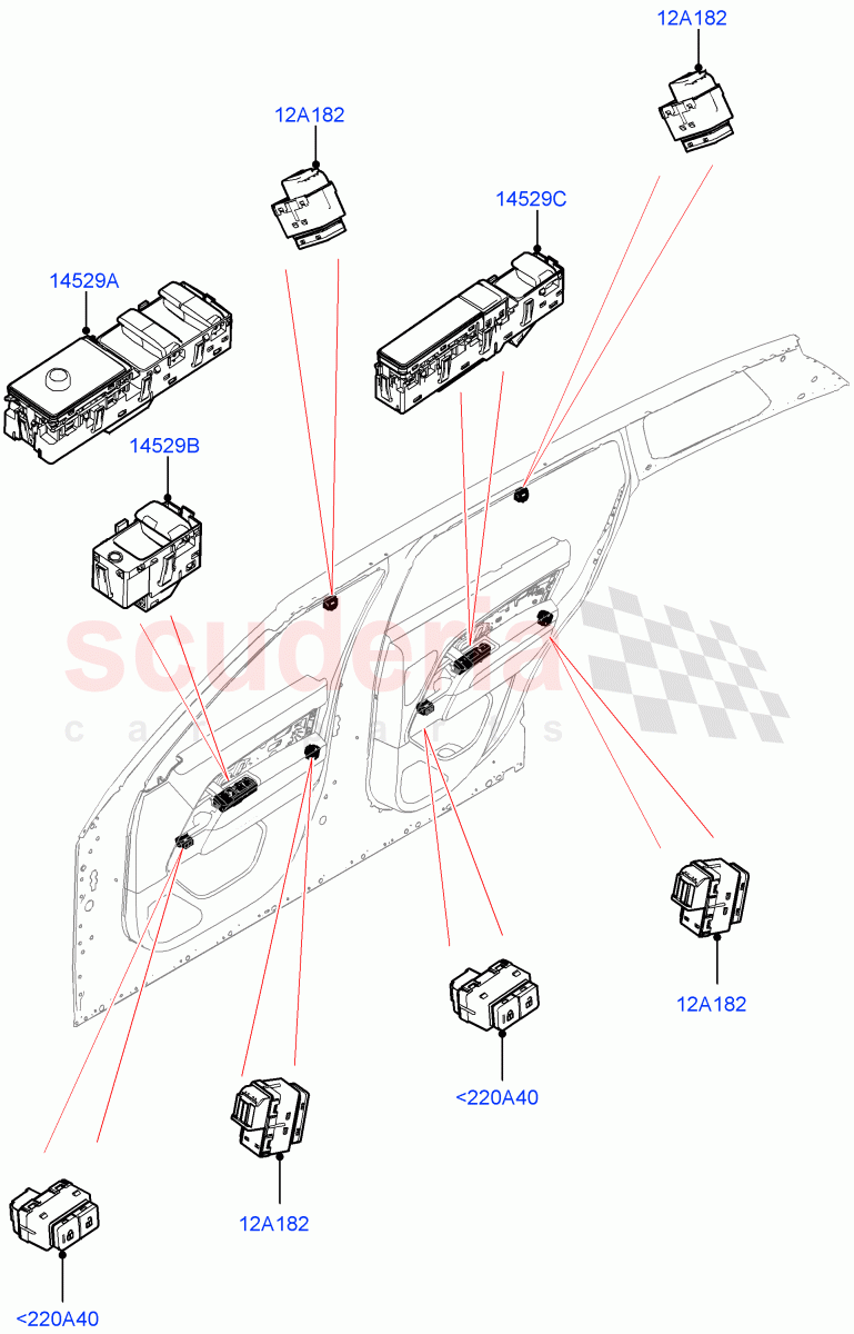 Switches(Front And Rear Doors) of Land Rover Land Rover Range Rover (2022+) [4.4 V8 Turbo Petrol NC10]