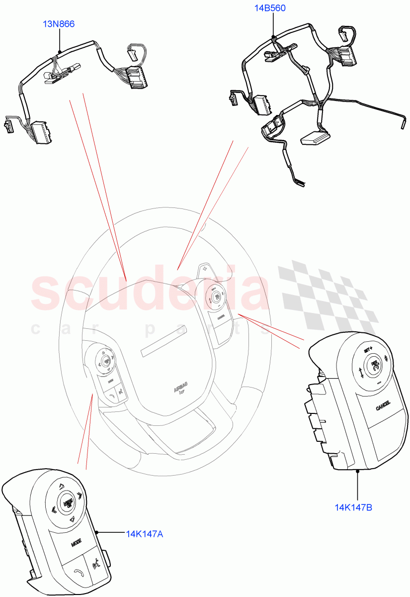 Switches(Steering Wheel)(Halewood (UK))((V)FROMLH000001,(V)TOLH999999) of Land Rover Land Rover Discovery Sport (2015+) [2.0 Turbo Diesel]