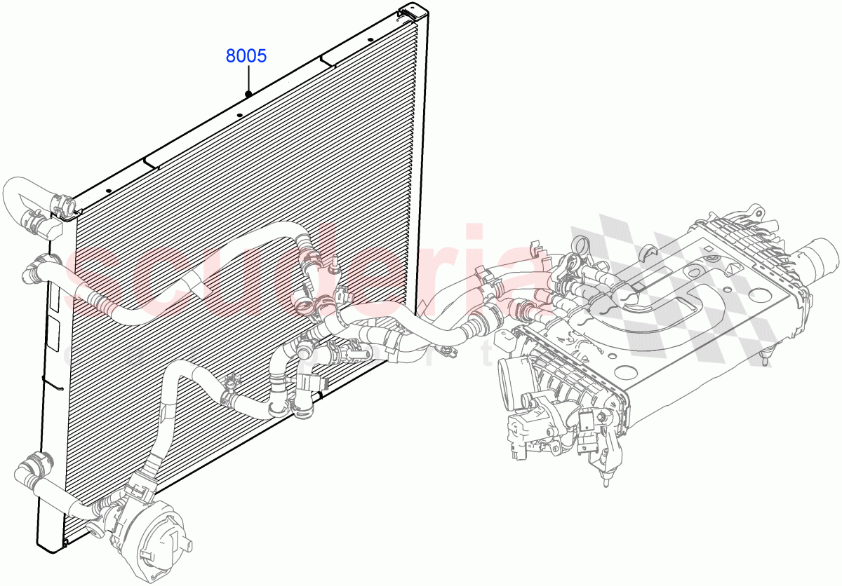 Radiator/Coolant Overflow Container(Water Charge Air Cooler)(3.0L AJ20D6 Diesel High) of Land Rover Land Rover Range Rover (2022+) [3.0 I6 Turbo Diesel AJ20D6]