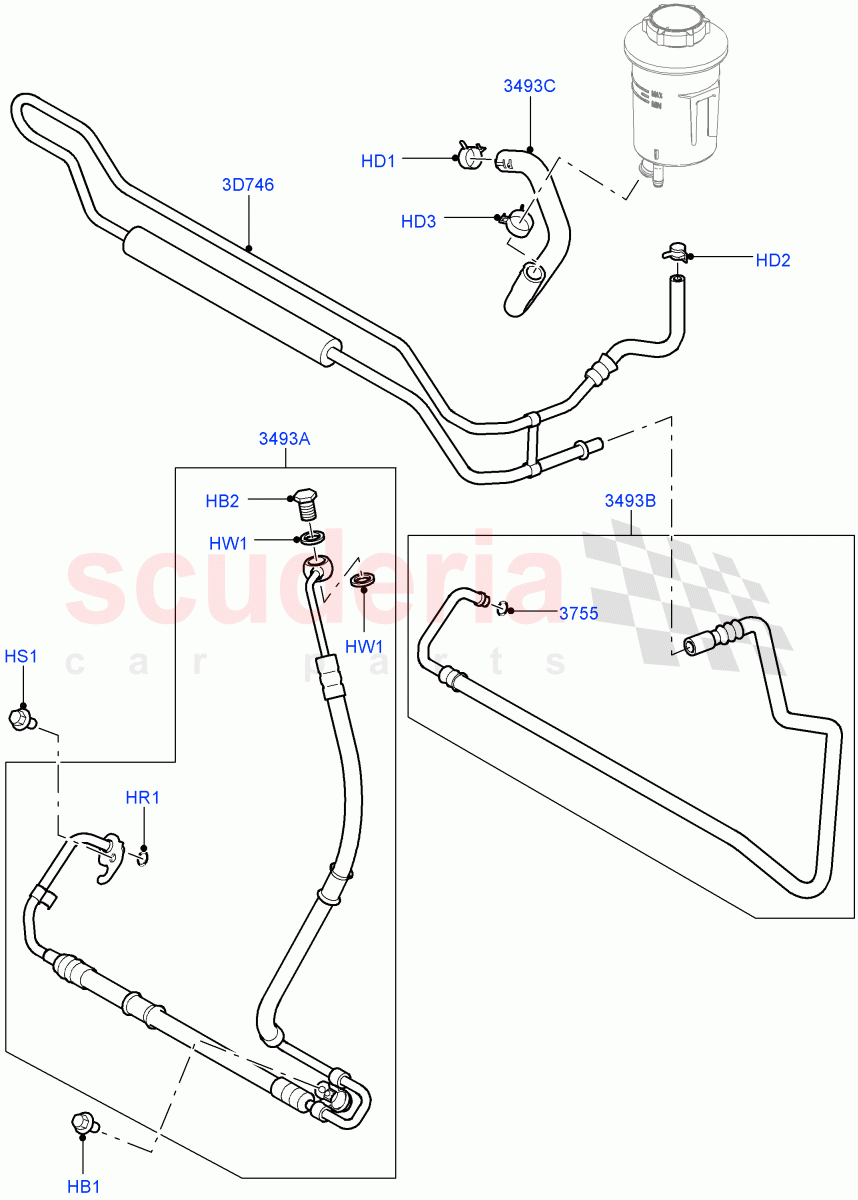 Supply & Return Hoses - Power Strg(Cologne V6 4.0 EFI (SOHC))((V)FROMAA000001) of Land Rover Land Rover Discovery 4 (2010-2016) [3.0 DOHC GDI SC V6 Petrol]