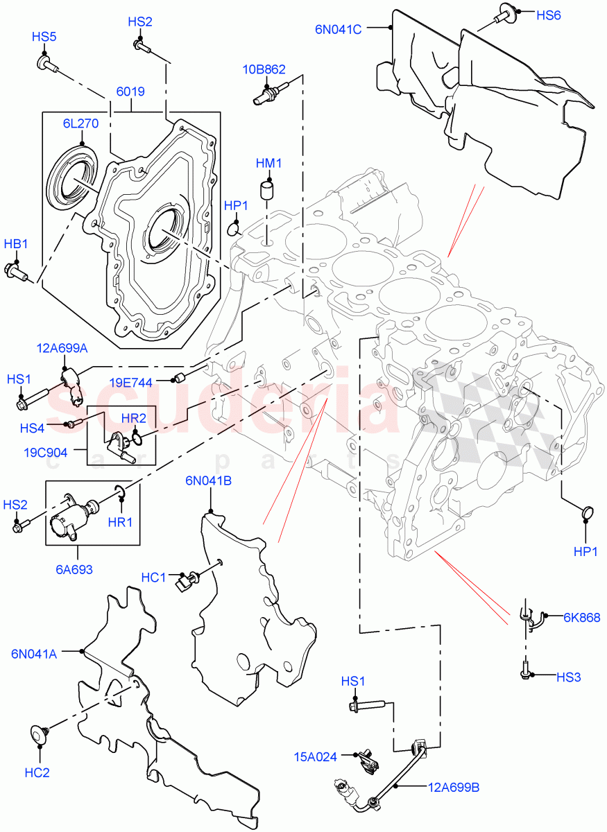 Cylinder Block And Plugs (2.0L AJ20P4 Petrol E100 PTA, Itatiaia (Brazil)) ((V) FROMLT000001) of Land Rover Land Rover Discovery Sport (2015+) [2.0 Turbo Petrol AJ200P]