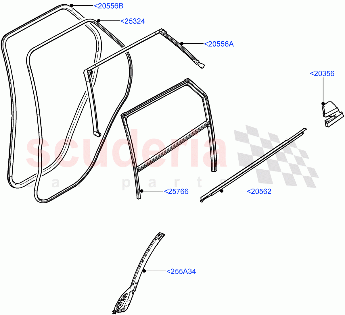 Rear Doors, Hinges & Weatherstrips(Weatherstrips And Seals)(Itatiaia (Brazil)) of Land Rover Land Rover Range Rover Evoque (2019+) [2.0 Turbo Diesel]