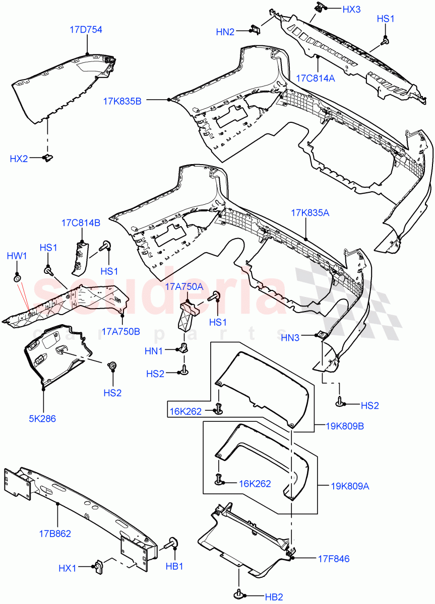 Rear Bumper (Non SVR) ((V) TOHA999999) of Land Rover Land Rover Range Rover Sport (2014+) [4.4 DOHC Diesel V8 DITC]