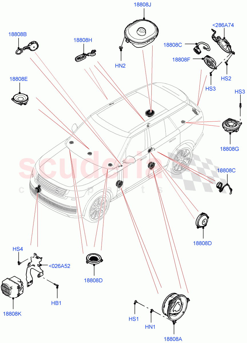 Speakers(Meridian 3D Surround Sound System) of Land Rover Land Rover Range Rover (2022+) [3.0 I6 Turbo Diesel AJ20D6]