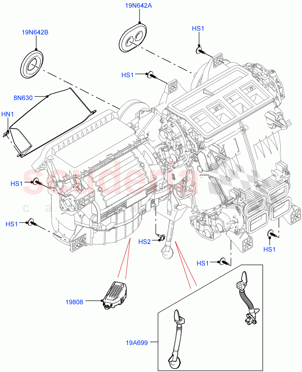 Heater/Air Cond.External Components (Nitra Plant Build, Main Unit) ((V) FROMK2000001) of Land Rover Land Rover Discovery 5 (2017+) [3.0 I6 Turbo Petrol AJ20P6]