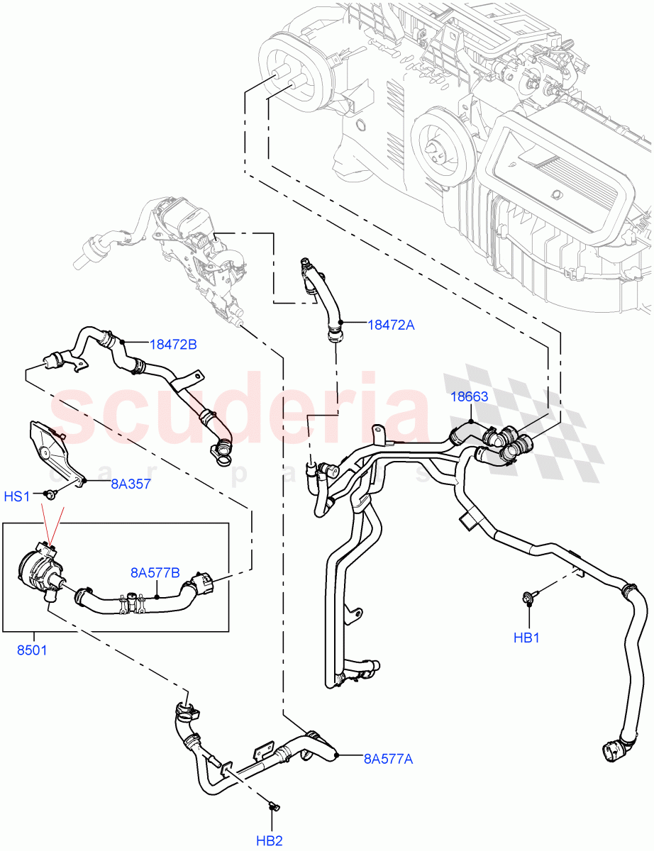 Heater Hoses(Front)(3.0L AJ20P6 Petrol High,With Fuel Fired Heater,Premium Air Conditioning-Front/Rear)((V)FROMKA000001) of Land Rover Land Rover Range Rover (2012-2021) [2.0 Turbo Petrol GTDI]