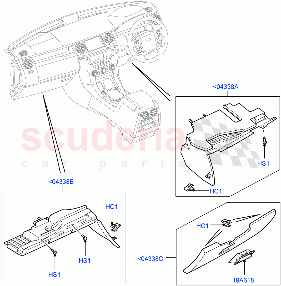 Instrument Panel(Lower)((V)FROMAA000001) of Land Rover Land Rover Discovery 4 (2010-2016) [3.0 DOHC GDI SC V6 Petrol]