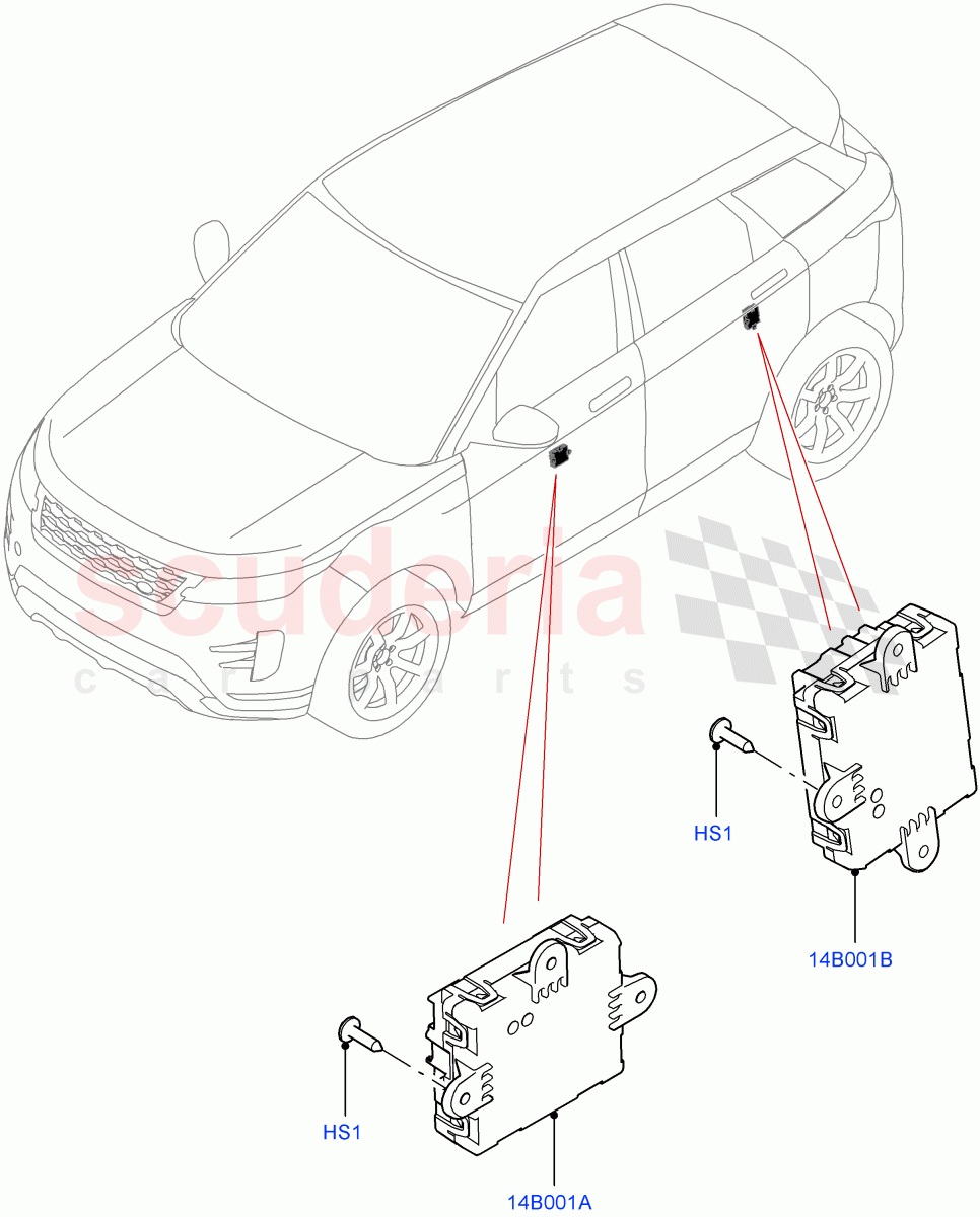 Vehicle Modules And Sensors (Door) (Changsu (China)) of Land Rover Land Rover Range Rover Evoque (2019+) [1.5 I3 Turbo Petrol AJ20P3]