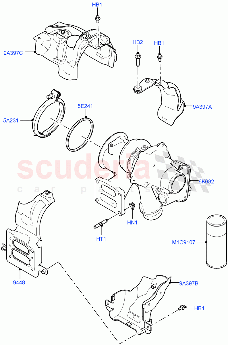 Turbocharger(2.0L I4 High DOHC AJ200 Petrol,Changsu (China),2.0L I4 Mid DOHC AJ200 Petrol) of Land Rover Land Rover Range Rover Evoque (2012-2018) [2.0 Turbo Petrol AJ200P]