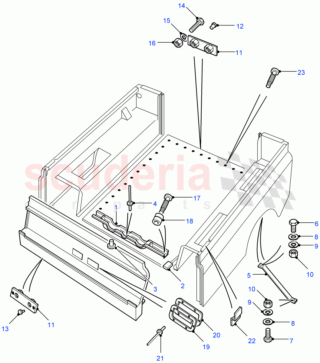 Rear Body Lower - Mountings (Hard Top, 110" Wheelbase, Pick Up, Soft Top, Crew Cab HCPU, 130" Wheelbase) ((V) FROM7A000001) of Land Rover Land Rover Defender (2007-2016)