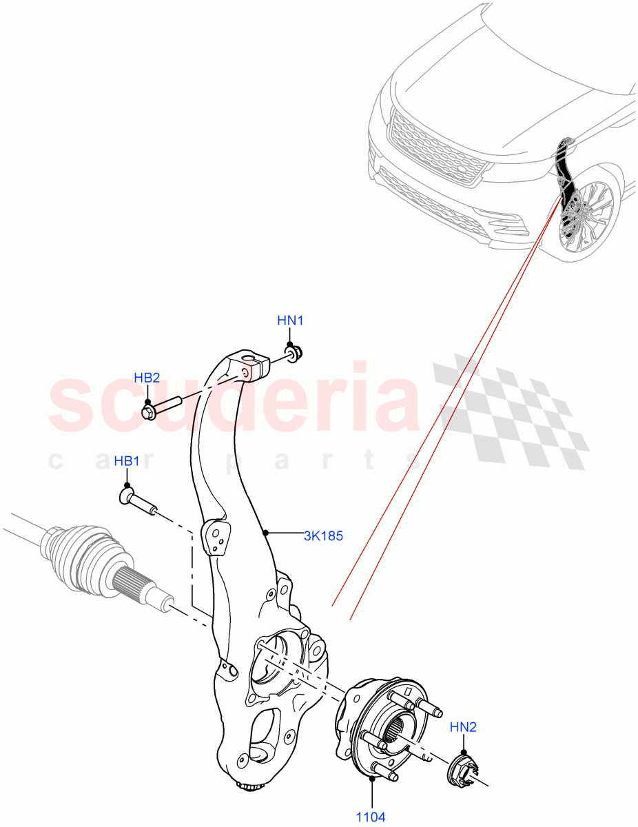 Front Knuckle And Hub of Land Rover Land Rover Range Rover Velar (2017+) [2.0 Turbo Diesel AJ21D4]