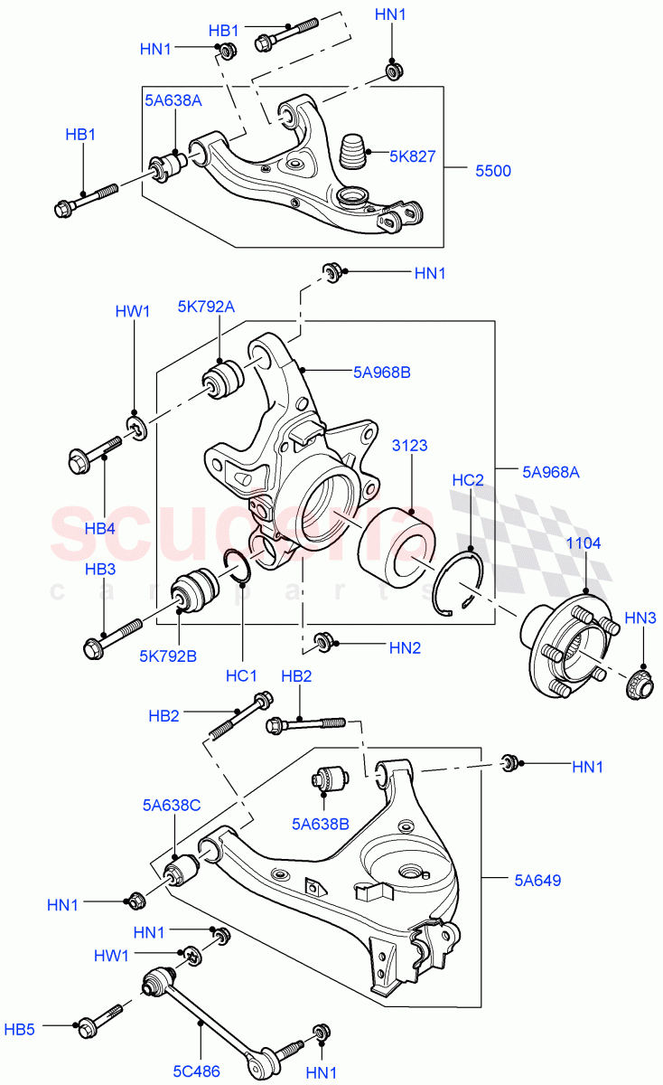 Rear Knuckle And Suspension Arms((V)FROMAA000001) of Land Rover Land Rover Range Rover (2010-2012) [5.0 OHC SGDI SC V8 Petrol]