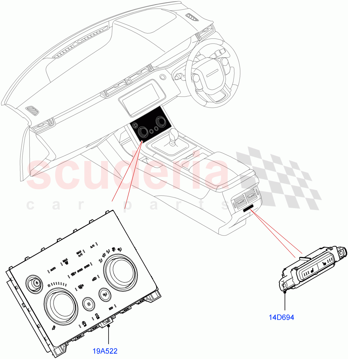 Heater & Air Conditioning Controls(Changsu (China)) of Land Rover Land Rover Range Rover Evoque (2019+) [1.5 I3 Turbo Petrol AJ20P3]