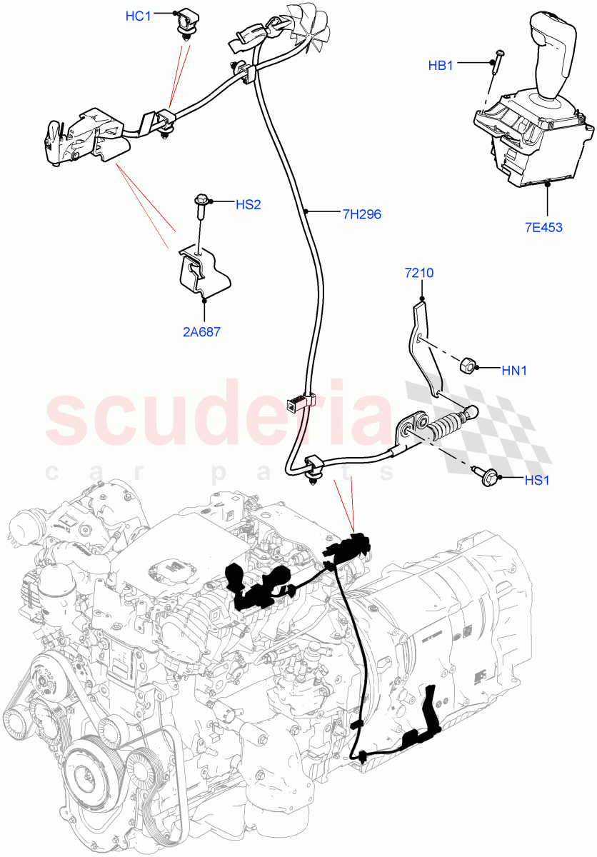 Gear Change-Automatic Transmission (3.0 V6 D Gen2 Mono Turbo, 8 Speed Auto Trans ZF 8HP70 4WD, 3.0 V6 D Gen2 Twin Turbo, 3.0 V6 D Low MT ROW, 2.0L I4 DSL HIGH DOHC AJ200) ((V) FROMHA000001) of Land Rover Land Rover Range Rover Sport (2014+) [3.0 Diesel 24V DOHC TC]