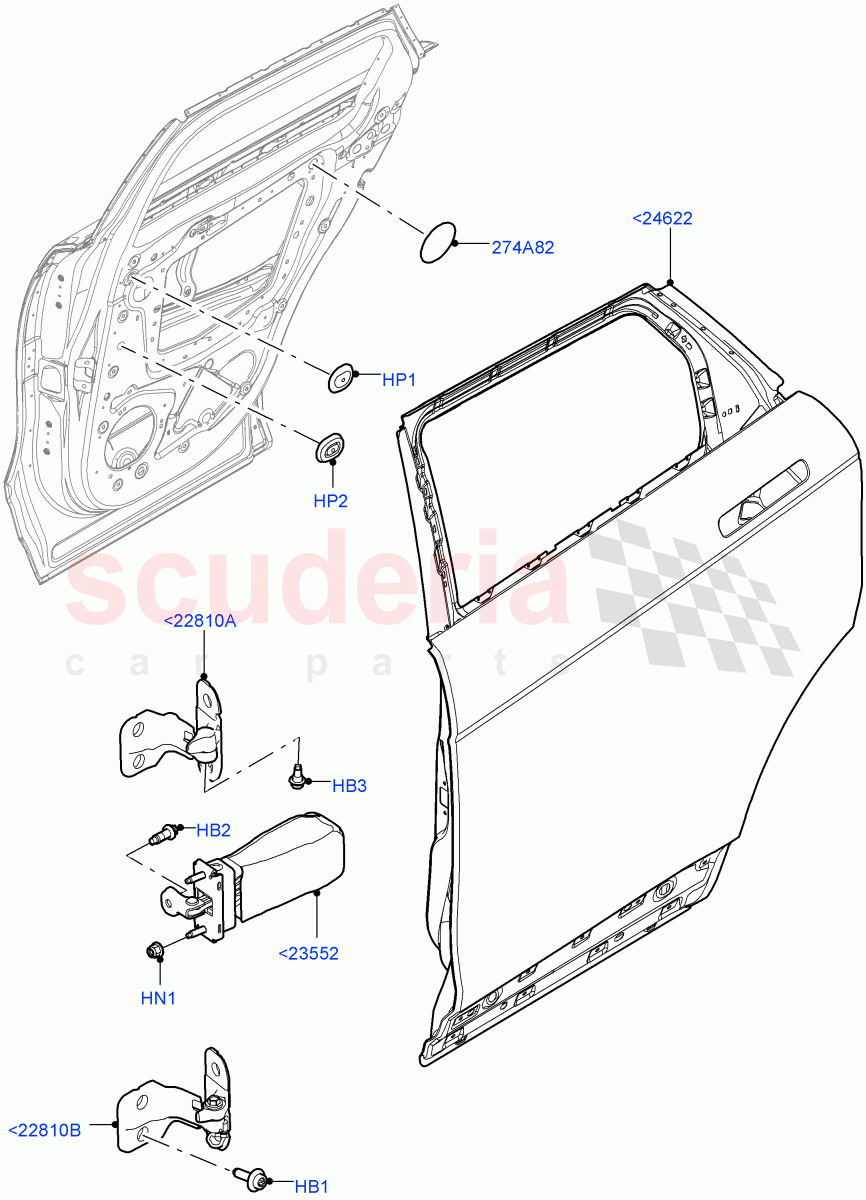 Rear Doors, Hinges & Weatherstrips (Door And Fixings) (Changsu (China)) of Land Rover Land Rover Range Rover Evoque (2019+) [1.5 I3 Turbo Petrol AJ20P3]