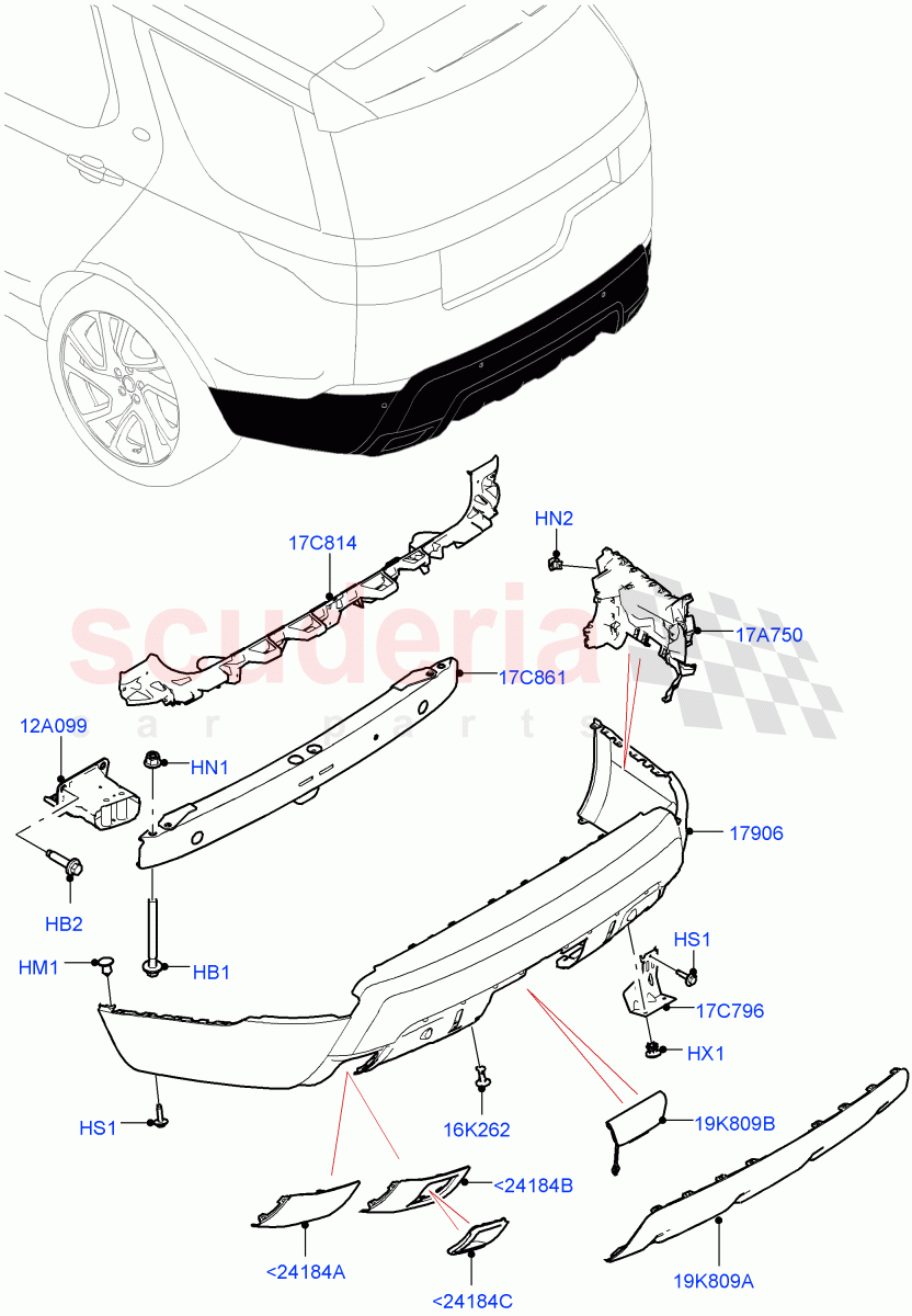 Rear Bumper(Solihull Plant Build)((V)FROMHA000001) of Land Rover Land Rover Discovery 5 (2017+) [3.0 DOHC GDI SC V6 Petrol]